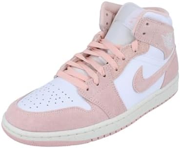 Jordan Tênis masculino 1 Mid SE Branco/Legend Pink-Sail (FN5215